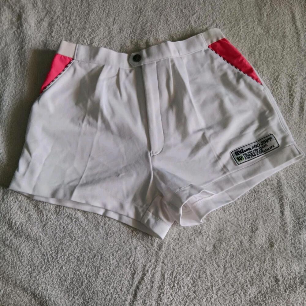 Womens Vintage Tennis Shorts Sports Festival Fancy dress WILSON White Small 28"